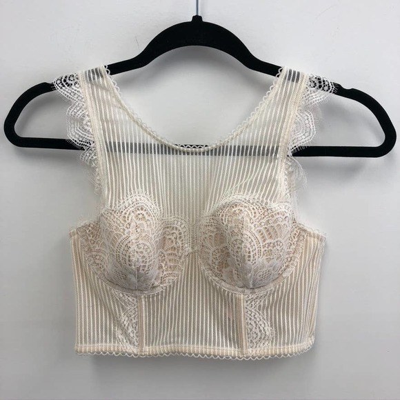 Victoria's Secret Ivory Lace Corset Bra Size 34B